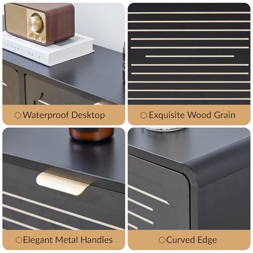 47.2'' Shoe Storage Cabinet for Entryway, Narrow Shoe Rack Organizer with 4 Flip Drawers, Freestanding Wood Hidden Shoe Cabinet with Adjustable Shelf for Hallway, Living Room (Black, 47.24'')