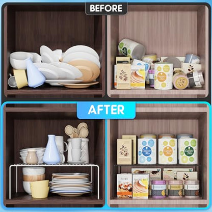 4Pack Cabinet Storage Shelf Rack, 15.7''L x 9.4''W x 5.9''H, Black | Spice Rack, Rustproof Metal Wire Kitchen Counter Organizers and Storage, for Cabinet, Plate, Dish, Pantry, Bathroom, Fridge - size: 4Pack-Black-15.7 x 9.4 inch