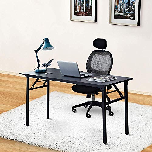 Need Home Office Desk - 62 Inches Large Computer Desk Sturdy Black Table Foldable Desk Gaming Computer Table No Assembly Required AC5CB 62inch - color: Black & Black Frame, size: 62 inch