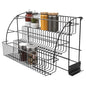 Spice Rack Organizer, 3 Tier Retractable Pull Down Cabinet Mount, Space Saving Design, Rust Resistant Heavy Duty with Railing Stopper & Mounting Screws for Kitchen Cabinet Pantry Cupboard
