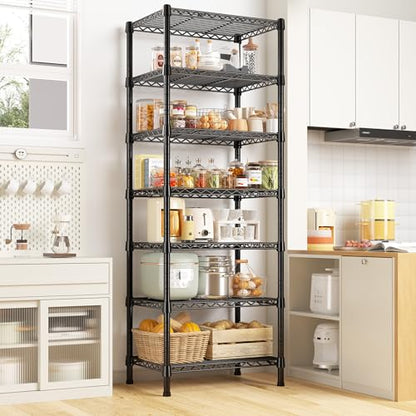 REIBII 7-Tier Metal Shelving Unit, 71’’H x 18’’W x 18’’D, 1176 LBS Weight Capacity, Adjustable Garage Shelving for Storage, Heavy Duty Shelves for Kitchen, Living Room, Bathroom etc. - size: 7 Tier-18"D x 18"W x 71"H