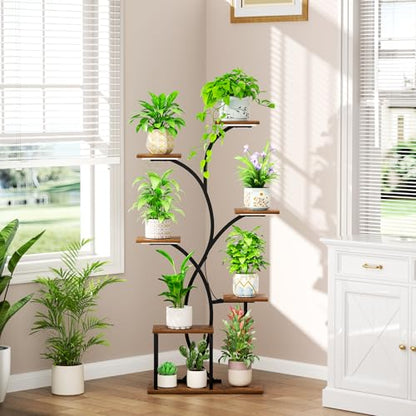 HAVLOTII Indoor Plant Stand with 4 Grow Lights - 7 Tiered Plant Shelf 52" | Metal Corner Plant Shelves for Indoor Growing - Lighted Plant Holders for Patio, Room, Home and Balcony