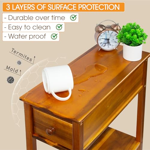 ENKEZI Narrow End Table with Drawer and Shelf – Slim Side Table for Small Spaces, Nightstand for Bedroom or Living Room, Small Bedside Table (Top Drawer) - style: Top Drawer