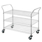 Finnhomy 3-Tier Commercial Grade Rolling Cart, Heavy Duty Utility Carts with Wheels and Handles, Kitchen Trolly on Wheels, Metal Serving Shelves with 700 lbs Capacity, Shelf Size 24" D x 48" W, NSF - size: 23.6"D x 55.1"W x 43.8"H