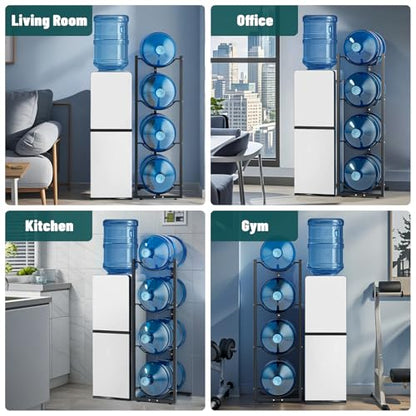 MYLOLF 5 Gallon Water Jug Holder : 4 Tier Water Jug Stand Holder for 5 Gallon Water Dispenser- 5 Gal Water Bottle Storage Rack Organizer for Home Kitchen Garage (4 Tier) - size: 4 Tier