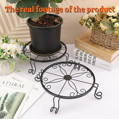 6 Pack 9 Inch Plant Stand, Heavy Duty Wrought Iron Plant Stands for Indoor & Outdoor, Low Plant Stands for Flowers with Elegant Design
