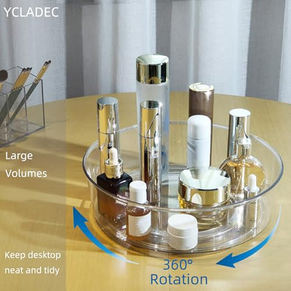 4 Pack Lazy Susan 11.5" Inch Turntable Organizer Organization Storage Container Bins Spice Rack Cabinet Rotating Condiment for Pantry Countertop Kitchen Vanity Bathroom Jewelry Holder Clear - size: 11.5 inch