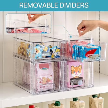 Vtopmart 6 Pack Clear Stackable Storage Drawers,Easy to Assemble Bathroom Organizers and Storage with handles,Plastic Drawers for Kitchen Pantry,Cabinet,Under Sink Organization - style: 3 Medium+3 Small