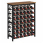 42 Bottles Wine Rack Freestanding Floor, Brown Table Top, Kitchen Cellar - color: Rustic Brown and Black