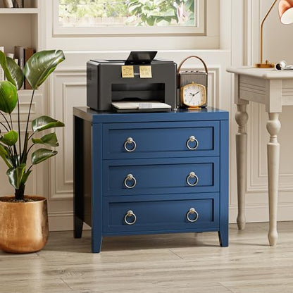 Huuger Paint Night Stand with Charger Station, 3 Drawer Nightstand Set of 2 | Larger Wider Bedside Table with USB-C Port, Modern End Table, for Bedroom, Living Room, Blue Nightstand - color: Blue