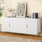 65" Fluted Sideboard Buffet Cabinet with Storage, Console Cabinet with 4 Doors & Adjustable Shelves, Modern Buffet Table for Kitchen Dining Living Room Hallway‌ Entryway, White - color: White