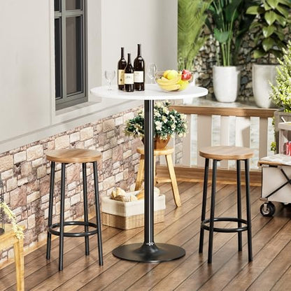 Shahoo Round Bar Table, Cocktail Table with Metal Base & MDF Top, Counter Height Pub Table for Dining Room, Living Room, Kitchen, Bar, Pub, Cafe, White - color: White, style: Basic