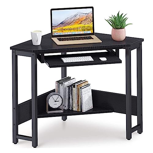 Corner Desk for Small Space,Computer Corner Desk,corner desks for home office,small desk for bedroom,corner desk small space,for Workstation with Smooth Keyboard Tray Storage Shelves.(Color:black)