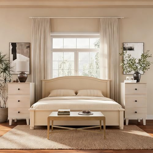 Modern Nightstand with Charging Station Set of 2 Drawer and Storage Cabinet End Table with Wood Leg for Bedroom Natural Wood Grain Beige - color: Beige Oak
