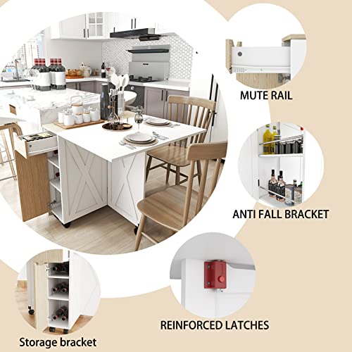 3imothrix Folding Dining Table, Small Dining Table, Space Saving Dining Table with 6 Wheels, Kitchen Table Sewing Table for Small Spaces (White) - color: White