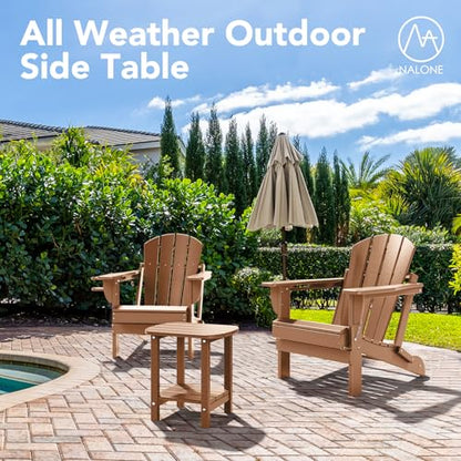 nalone Adirondack Side Table 16.5" Outdoor Side Table HDPE Plastic Double Adirondack End Table Small Table for Patio (Teak) - color: Teak