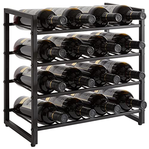 IBUYKE Metal Wine Racks Countertop,16 Bottles Wine Bottle Holder,TMJ903H | 4 Tiers Wine Rack Wine Rack Freestanding Wine Storage Cabinet for Home Kitchen Pantry Wine Cellar Bar - size: 16 Bottle