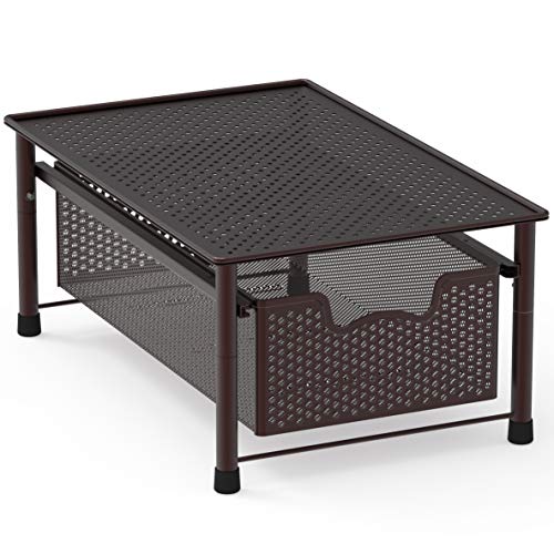 Simple Houseware Stackable Cabinet Basket Drawer Organizer, Bronze - color: Bronze, size: 1-Tier