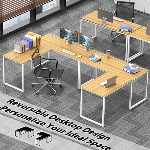 SHW Mission 55 x 60 Inches L-Shape Home Office Computer Desk, Oak - color: Oak, size: 55-Inch L-Shaped