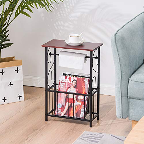 Side Table,Narrow End Table for Small Spaces,Snack Couch Table with Holder,Nightstand for Living Room,Bedroom,Office,Bathroom,Balcony (Coffee) - color: Coffee
