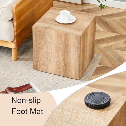 15.7" H Square Compact Coffee Table,Small Cube End Table,Modern Side Table with Stylish Wood Pattern,Minimalist Accent Table for Living Room,Office,Apartment,Nightstand(Wood,15.7") - color: Wood,15.7"h