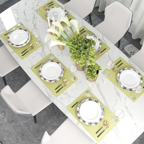 Set of 4,Soft Caddice Faux Linen 2 Side Place Mats Heat Resistant Dining Table Place Mats Kitchen Table Mats 12 x 18 Green - color: Green, size: Rectangular Placemats 12" x 18"
