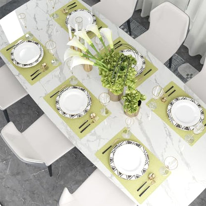 Set of 4,Soft Caddice Faux Linen 2 Side Place Mats Heat Resistant Dining Table Place Mats Kitchen Table Mats 12 x 18 Green - color: Green, size: Rectangular Placemats 12" x 18"