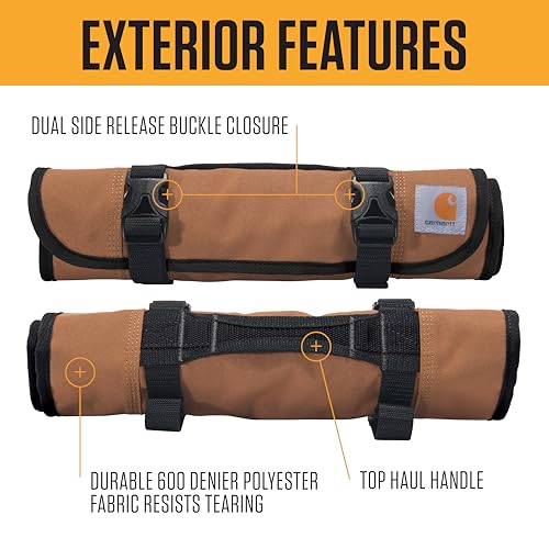Carhartt Utility Roll Organizer, Durable, Water-Resistant Tool Roll, Gravel, 18 Pocket - color: Gravel, size: 18 Pocket