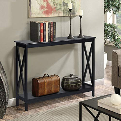 Julimoon Console Table with Storage Shelf, Narrow Accent Table X Form Frame, 2-Tier Sofa Side Table for Living Room/Bedroom/Entryway/Hallway, Easy Assembly, 39.5’’X12’’X31.5’’ (Black) - color: Black