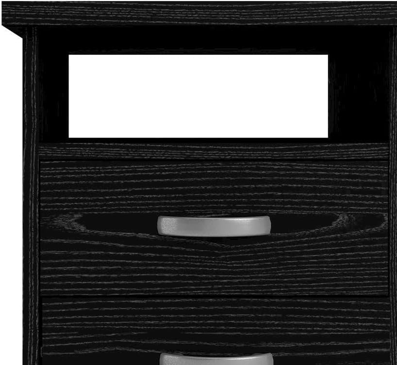 Furnifact Black Home Office Desk with 5 Drawers and Open Shelf, Lockable Storage Computer Desk and Study Table Ideal for Work from Home Setup