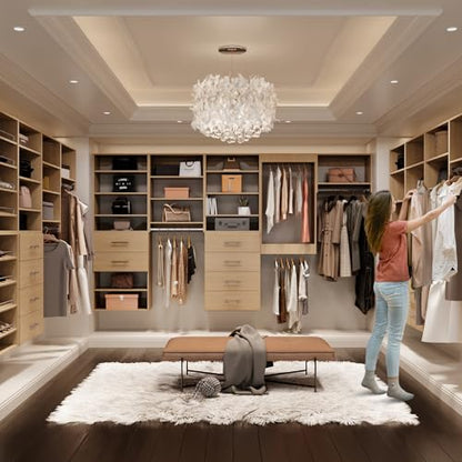 ROOMTEC Modular Closet System, 31.5" Shoe Shelf Closet Tower Wall-Mounted Closet Organizer, Wooden Tower for Walk-In Closets, Wardrobe Storage Kit, Wood - size: 31.5" Wide, style: Model 9