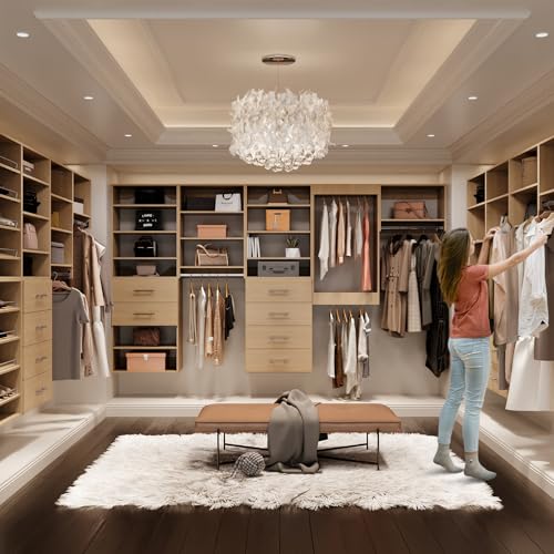 ROOMTEC Modular Closet System, 25.5" Shelf Closet Tower Wall-Mounted Closet Organizer, Wooden Tower for Walk-In Closets, Wardrobe Storage Kit, Wood - size: 25.5" Wide, style: Model 10
