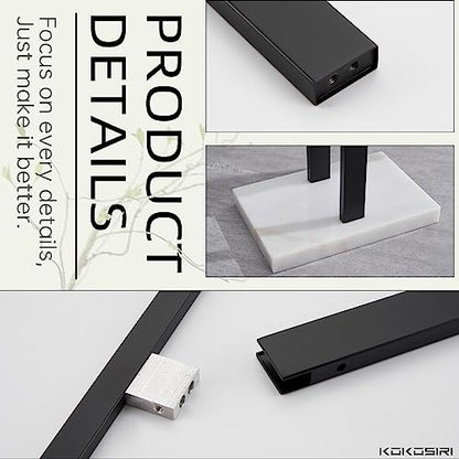 KOKOSIRI Bathroom Towel Racks 2-Tier Standing Towel Bars with Marble Base, Stainless Steel Freestanding Towels Holder, Thicken Steady Design, Matte Black THS0003-BK - color: Matte Black