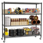 REGILLER 4-Wire Shelf Adjustable Heavy Duty Storage Shelves, Metal Organizer Wire Rack for Laundry Bathroom Kitchen Pantry Closet Garage Shelving with Wheel(Black,24" Dx59.6 Wx72.2 H) - size: 4Tier With Wheel 24"D x 59.6"W x 72.2"H
