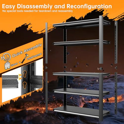 72" H Garage Shelving,5-Tier Heavy Duty Shelving Unit,3000LBS Adjustable Metal Storage Shelves,Storage Rack Units for Industrie,Shed,Warehouse,Basement,Black,47.3" W x 23.6" D x 72" H - size: 23.6"Dx47.3"Wx72"H