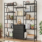 AFLUI Triple Bookshelf with 3 Fabric Drawers, 5-Tier Book Shelf and 10 Display Shelves, Industrial Large Bookcase for Home & Office, Black, 47'' Wide - color: Black, size: 5 Tier(47" W)
