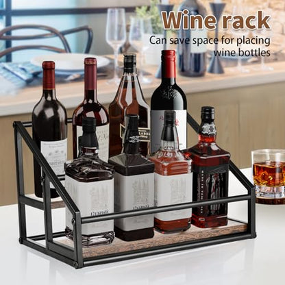 YQBRAO 2-Tier Coffee Syrup Organizer, 8-Bottle Rack, Rustic Brown | Holds up to 8 bottles in two raised rows for coffee bars, kitchens, counters, and beverage stations. - size: 2 Tier 8 Bottle Syrup Rack - 1 Pack