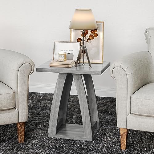FROMJBEST End Tables Living Room, Side Table Beside Sofa, Grey End Table | Nightstand for Bedroom, Couch Side Table with Shelf, Modern End Table for Living Room - color: Grey, size: 1