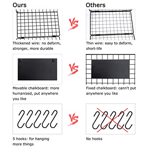X-cosrack Metal Wire Basket Wall Mount, 3 Tier Wall Storage Basket Organizer with Hanging Hooks Chalkboards, Rustic Kitchen Fruit Produce Bin Rack Bathroom Tower Baskets (Black) - color: Black-3 Tiers