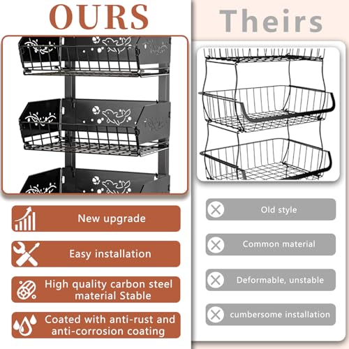4-Tier Kitchen Snack Cart with Wheels，Height-Adjustable，Upgraded Wider and Thicker, Multi-Purpose Rolling Storage Cart for for Kitchen, Dining Room, Bathroom, Laundry Room, Office - color: Black-adjustable