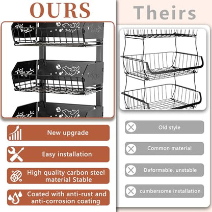 4-Tier Kitchen Snack Cart with Wheels，Height-Adjustable，Upgraded Wider and Thicker, Multi-Purpose Rolling Storage Cart for for Kitchen, Dining Room, Bathroom, Laundry Room, Office - color: Black-adjustable