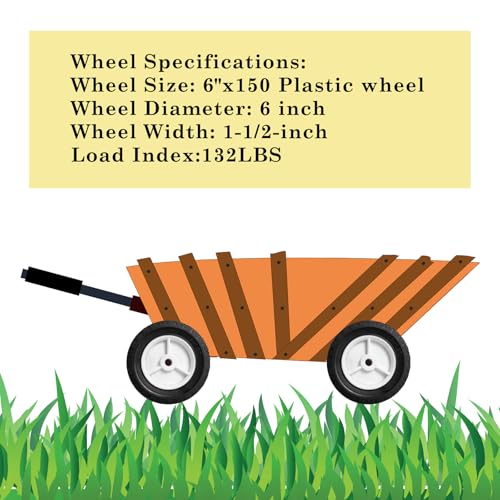 Parts Camp 6 inch Plastic Wheel Fits Oregon 72-106 hand trucks, lawnmowers, utility carts,BBQ Grills, Radio Flyer Wagon Trash Can Universal Wheel 9610 - size: 6-inch