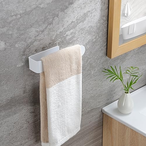 Taozun White Towel Rack Adhesive Hand Towel Holder Towel Bar Towel Ring | Durable Stainless Steel, Rust Free, No Drilling, For Bathroom/Kitchen/RV/Apartmen, Stick on Wall/Cabinet, 7.9 Inch - color: White, size: 8-inch