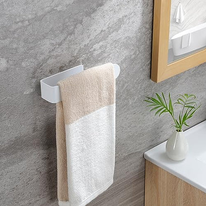 Taozun White Towel Rack Adhesive Hand Towel Holder Towel Bar Towel Ring | Durable Stainless Steel, Rust Free, No Drilling, For Bathroom/Kitchen/RV/Apartmen, Stick on Wall/Cabinet, 7.9 Inch - color: White, size: 8-inch