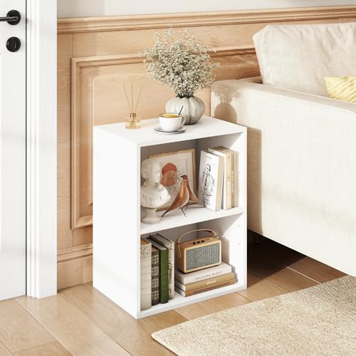 Giantex 2-Cube Bookshelf and Bookcase, 2-Layer Storage Shelf w/Large-Capacity Open Storage Space for Living Room Bedroom Study Office, Multi-Functional Furniture Display Cabinet, White | Display Shelf with Open Storage Space for Living Room, Home Office,
