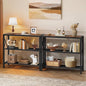 Hoctieon Set of 2 Industrial Console Table, 3 Tier Entryway Table, Metal Frame, Sofa Table with Shelf, Hallway Table, Entrance Table for Entryway, Living Room, Foyer, Hallway, Rustic Brown&Black - color: Rustic Brown, size: 2 Pack
