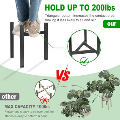 Airpark Plant Stand Indoor Adjustable, Metal Modern Plant Stand, Heavy Duty Stable Plant, Fit 8-12 inch Pots, Number of Items-2, Color-Black (Pot & Plant Not Included) - color: Black