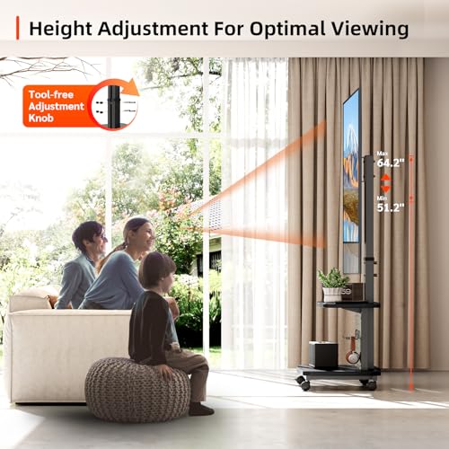 Mobile TV Cart on Wheels,Height Adjustable Rolling TV Stand for 32-85 inch TVs,with 5-Level Lift,35° Swivel,Portable Media Cart for Office,Outdoor - style: Style 4