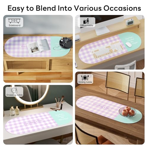 Checkered Pattern Desk Pad Protector, 35.5 x 13'' Aesthetic Mouse Mat for Desktop, Waterproof PU Leathe Non-Slip Desk Writing Pad for Office and Home, Purple and Blue - color: Purple and Blue