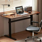 Solid Wood Electric Height Adjustable Standing Desk, Walnut Rubber Wood Home Office Sit Stand Desk with Cable Management Tray for Study Living Room 55.11" W - color: Walnut-rubberwood Electric Height Adjustable, size: 55.11"W